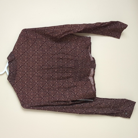 NWT Kirious Small Brown Button Front Shirt Top Long Sleeve Smocking - Picture 10 of 15